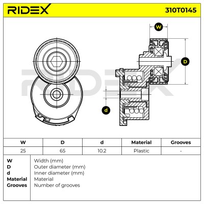 Belt Tensioner V-Ribbed Belt RIDEX 310T0145 310T0145 - photo 6
