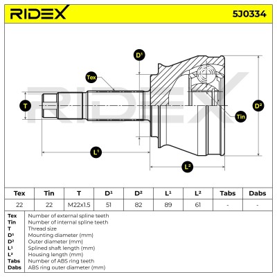 Joint Kit, Drive Shaft RIDEX 5J0334 5J0334 - photo 6