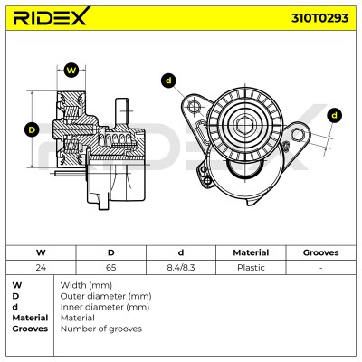 Belt Tensioner V-Ribbed Belt RIDEX 310T0293 310T0293 - photo 6