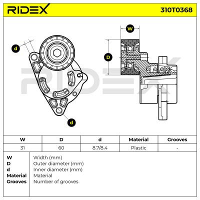 Belt Tensioner V-Ribbed Belt RIDEX 310T0368 310T0368 - photo 6