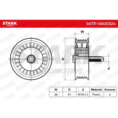 Belt Tensioner V-Ribbed Belt Stark SKTP-0600324 SKTP-0600324 - photo 6