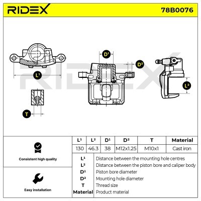 Brake Caliper RIDEX 78B0076 78B0076 - photo 5