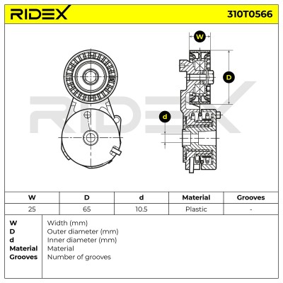 Belt Tensioner V-Ribbed Belt RIDEX 310T0566 310T0566 - photo 6