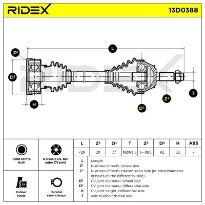 Drive Shaft RIDEX 13D0388 13D0388 - photo 6