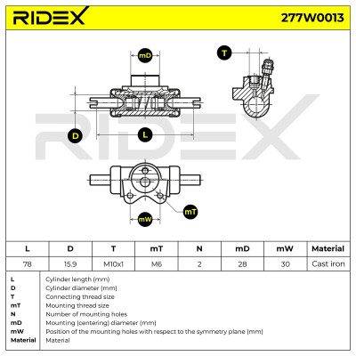 Wheel Brake Cylinder RIDEX 277W0013 277W0013 - photo 6