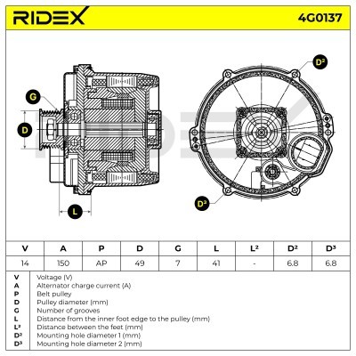 Alternator RIDEX 4G0137 4G0137 - photo 6