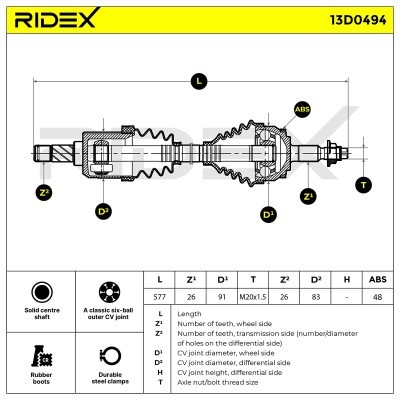 Drive Shaft RIDEX 13D0494 13D0494 - photo 8
