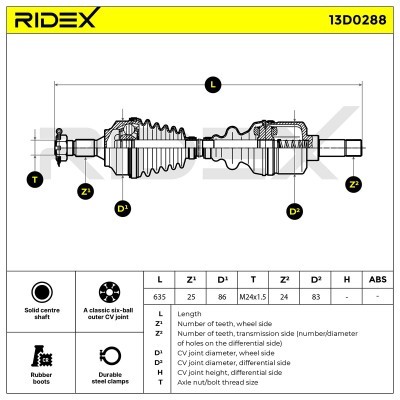 Drive Shaft RIDEX 13D0288 13D0288 - photo 5