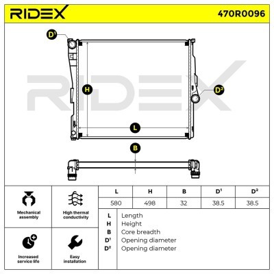 Radiator, Engine Cooling RIDEX 470R0096 470R0096 - photo 5