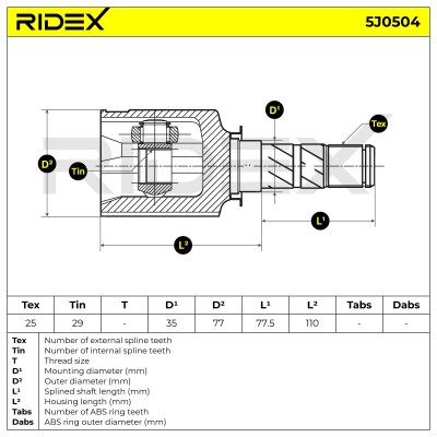 Joint Kit, Drive Shaft RIDEX 5J0504 5J0504 - photo 5