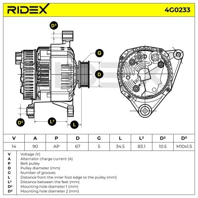 Alternator RIDEX 4G0233 4G0233 - photo 5