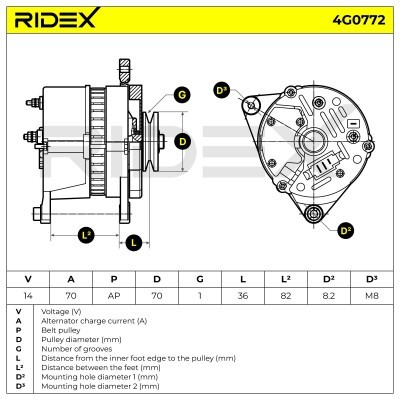 Alternator RIDEX 4G0772 4G0772 - photo 5