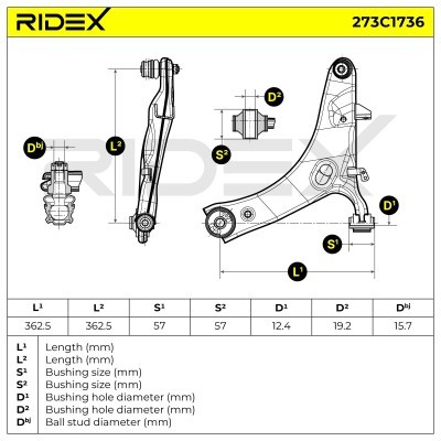 Control Arm RIDEX 273C1736 273C1736 - photo 9