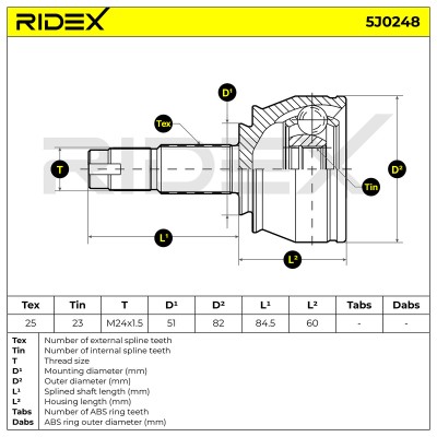Joint Kit, Drive Shaft RIDEX 5J0248 5J0248 - photo 4