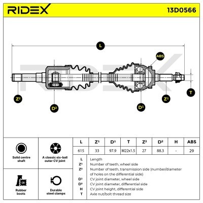 Drive Shaft RIDEX 13D0566 13D0566 - photo 7