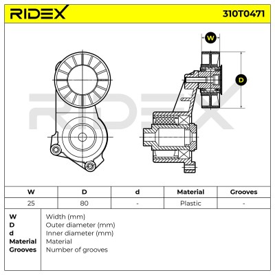 Belt Tensioner V-Ribbed Belt RIDEX 310T0471 310T0471 - photo 6