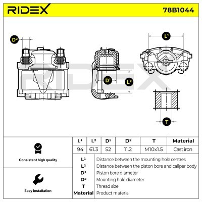 Brake Caliper RIDEX 78B1044 78B1044 - photo 6