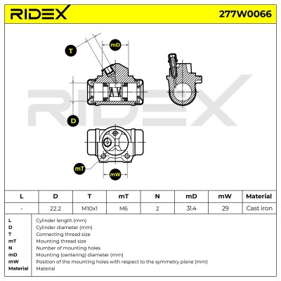 Wheel Brake Cylinder RIDEX 277W0066 277W0066 - photo 6