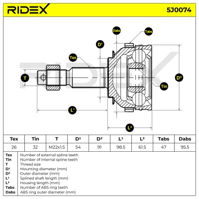 Joint Kit, Drive Shaft RIDEX 5J0074 5J0074 - photo 7