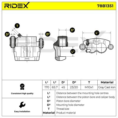 Brake Caliper RIDEX 78B1351 78B1351 - photo 6