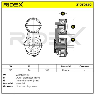 Belt Tensioner V-Ribbed Belt RIDEX 310T0350 310T0350 - photo 5