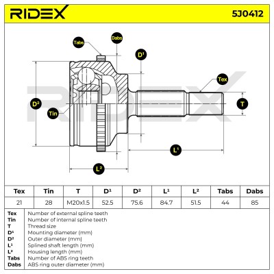 Joint Kit, Drive Shaft RIDEX 5J0412 5J0412 - photo 5