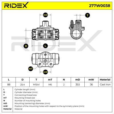 Wheel Brake Cylinder RIDEX 277W0038 277W0038 - photo 6