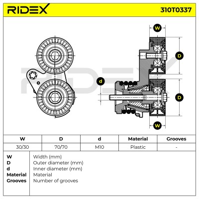Belt Tensioner V-Ribbed Belt RIDEX 310T0337 310T0337 - photo 6