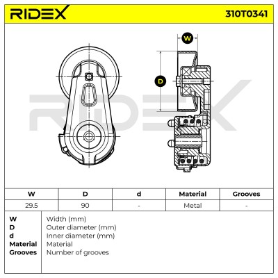 Belt Tensioner V-Ribbed Belt RIDEX 310T0341 310T0341 - photo 6