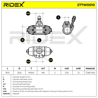 Wheel Brake Cylinder RIDEX 277W0010 277W0010 - photo 6
