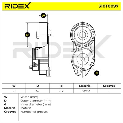 Belt Tensioner V-Ribbed Belt RIDEX 310T0097 310T0097 - photo 6