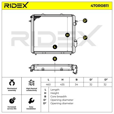 Radiator, Engine Cooling RIDEX 470R0811 470R0811 - photo 5