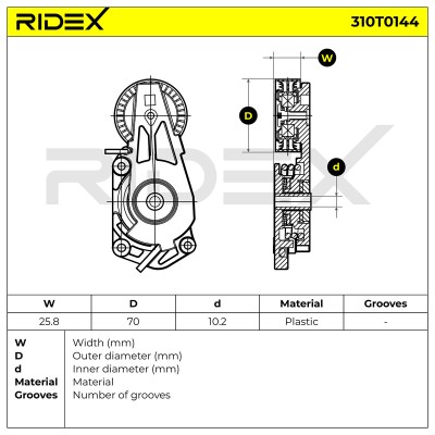 Belt Tensioner V-Ribbed Belt RIDEX 310T0144 310T0144 - photo 6