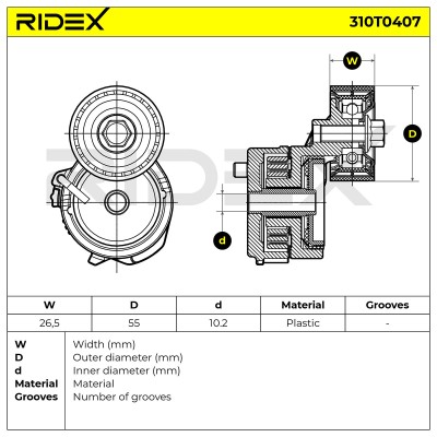 Belt Tensioner V-Ribbed Belt RIDEX 310T0407 310T0407 - photo 6