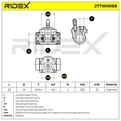 Wheel Brake Cylinder RIDEX 277W0068 277W0068 - photo 6