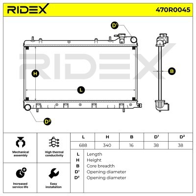 Radiator, Engine Cooling RIDEX 470R0045 470R0045 - photo 6