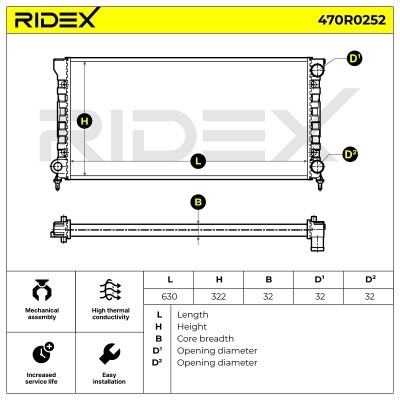 Radiator, Engine Cooling RIDEX 470R0252 470R0252 - photo 5
