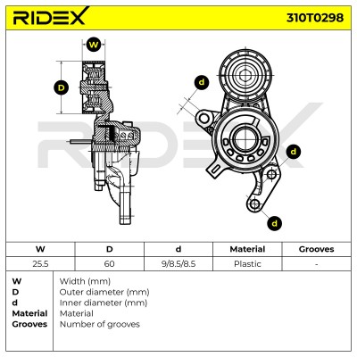 Belt Tensioner V-Ribbed Belt RIDEX 310T0298 310T0298 - photo 7
