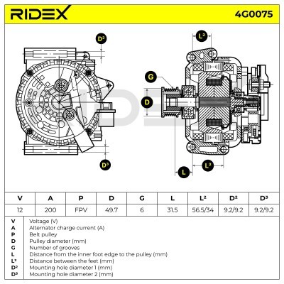 Alternator RIDEX 4G0075 4G0075 - photo 7