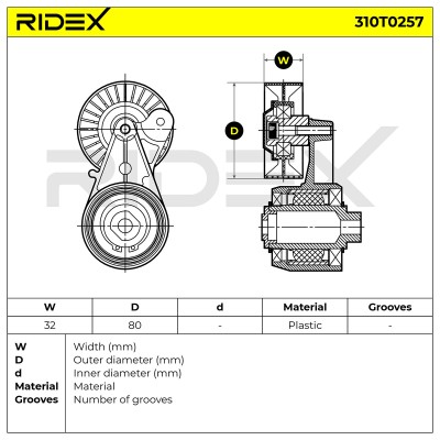 Belt Tensioner V-Ribbed Belt RIDEX 310T0257 310T0257 - photo 6