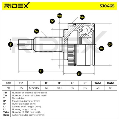 Joint Kit, Drive Shaft RIDEX 5J0465 5J0465 - photo 5