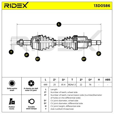 Drive Shaft RIDEX 13D0586 13D0586 - photo 8