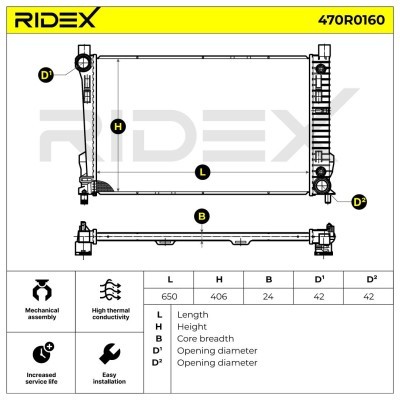 Radiator, Engine Cooling RIDEX 470R0160 470R0160 - photo 4