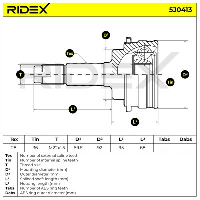 Joint Kit, Drive Shaft RIDEX 5J0413 5J0413 - photo 5
