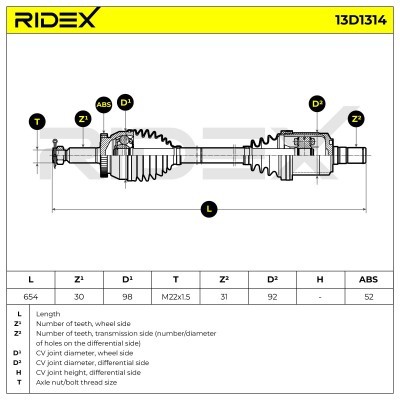 Drive Shaft RIDEX 13D1314 13D1314 - photo 8