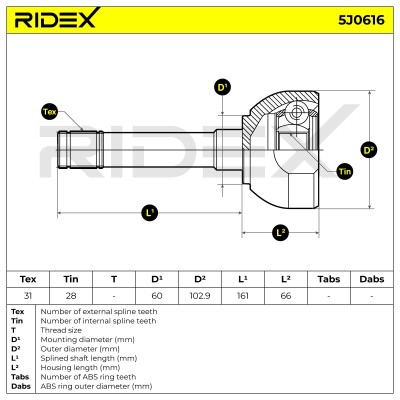 Joint Kit, Drive Shaft RIDEX 5J0616 5J0616 - photo 5