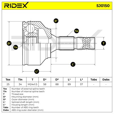 Joint Kit, Drive Shaft RIDEX 5J0150 5J0150 - photo 5