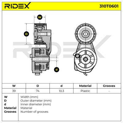 Belt Tensioner V-Ribbed Belt RIDEX 310T0601 310T0601 - photo 6