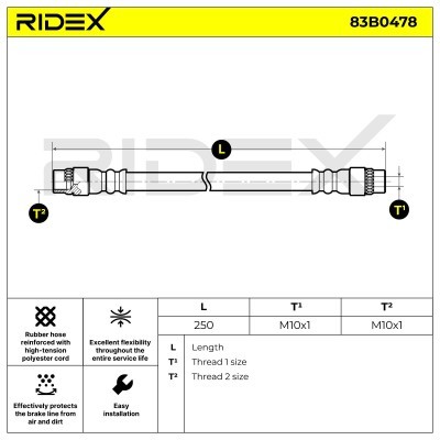 Brake Hose RIDEX 83B0478 83B0478 - photo 5