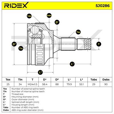 Joint Kit, Drive Shaft RIDEX 5J0286 5J0286 - photo 5